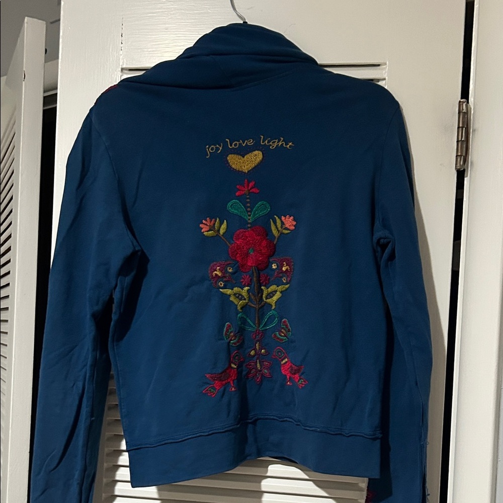 Johnny Was Blue Embroidered Sweater - Picture 2 of 4